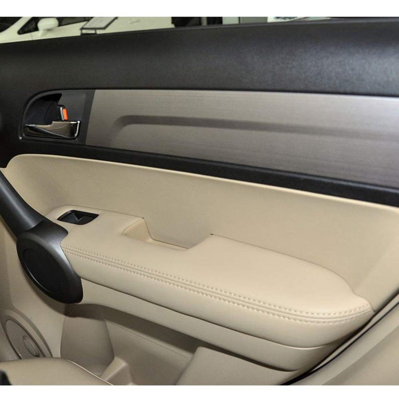 DSkoiph Front Door Panels Armrest Cover Leather Left & Right for Honda Cr-V CRV 2007-2012 Leather Part Only (Beige) - Image 4